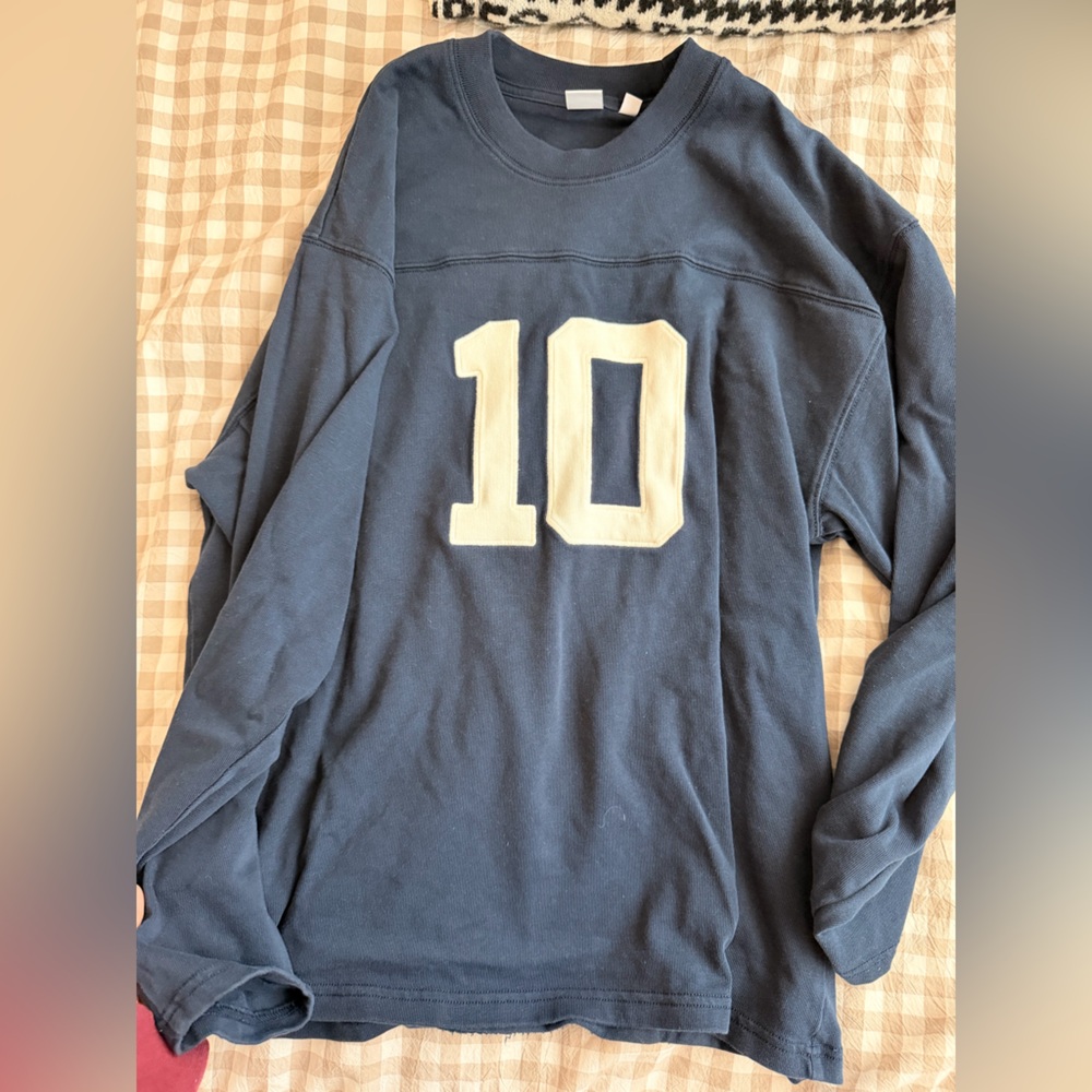 Aritzia TNA Blue Sweatshirt with White Number